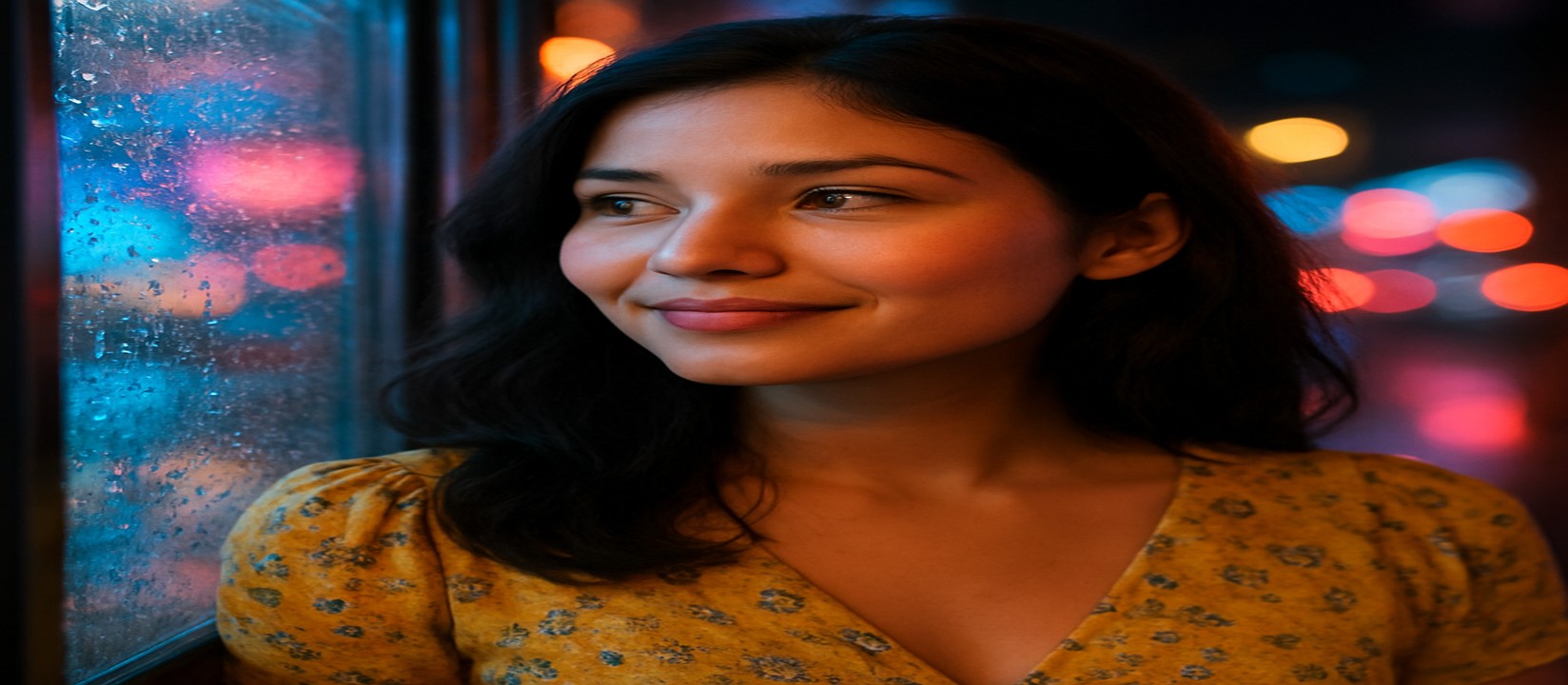 উজ্জ্বল গেমিং প্ল্যাটফর্মের পরিবেশে আর্কেড মেশিনের পাশে হাসিখুশি এক তরুণী